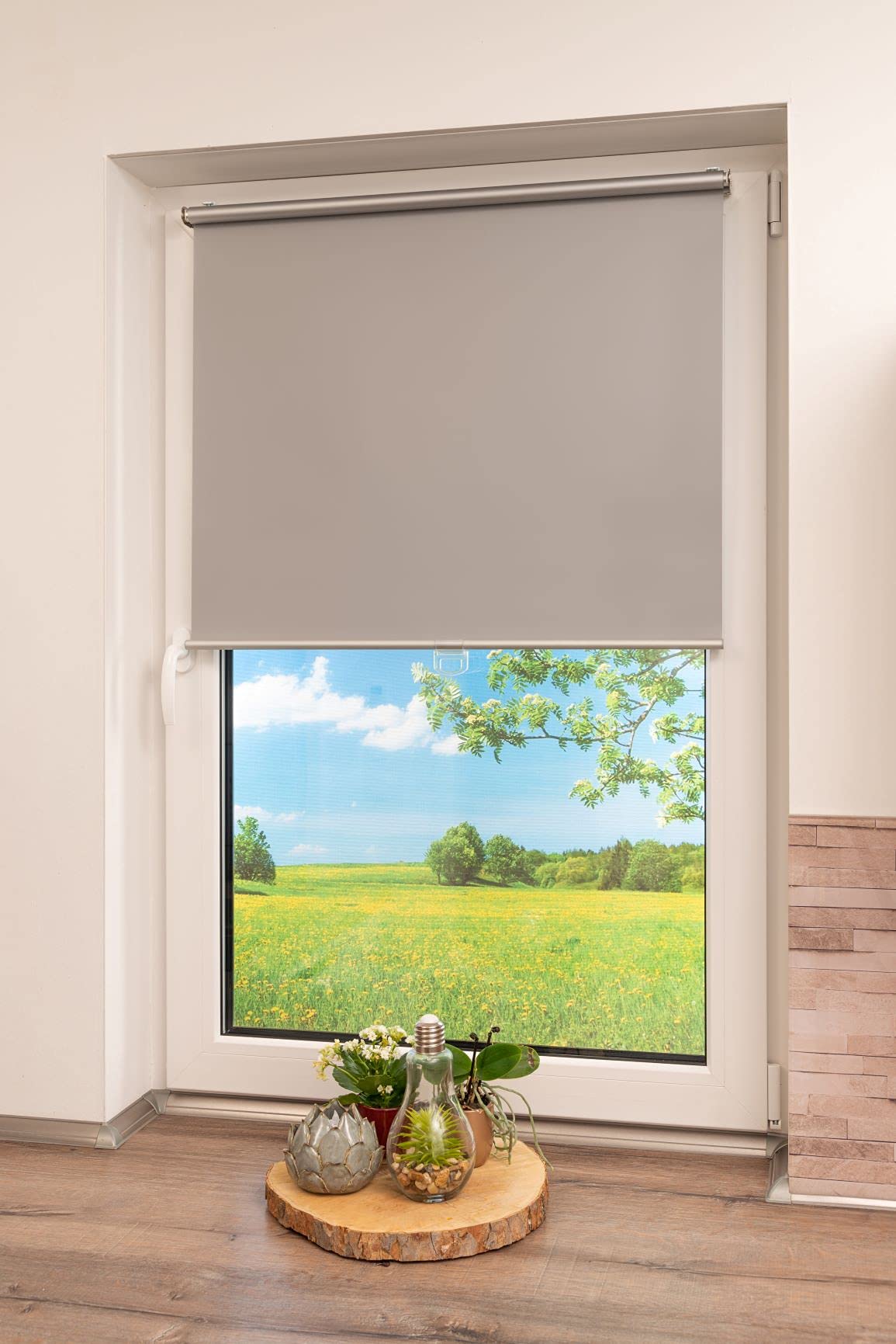 K-Home Springrollo Mittelzugrollo Grau 35x150 cm
