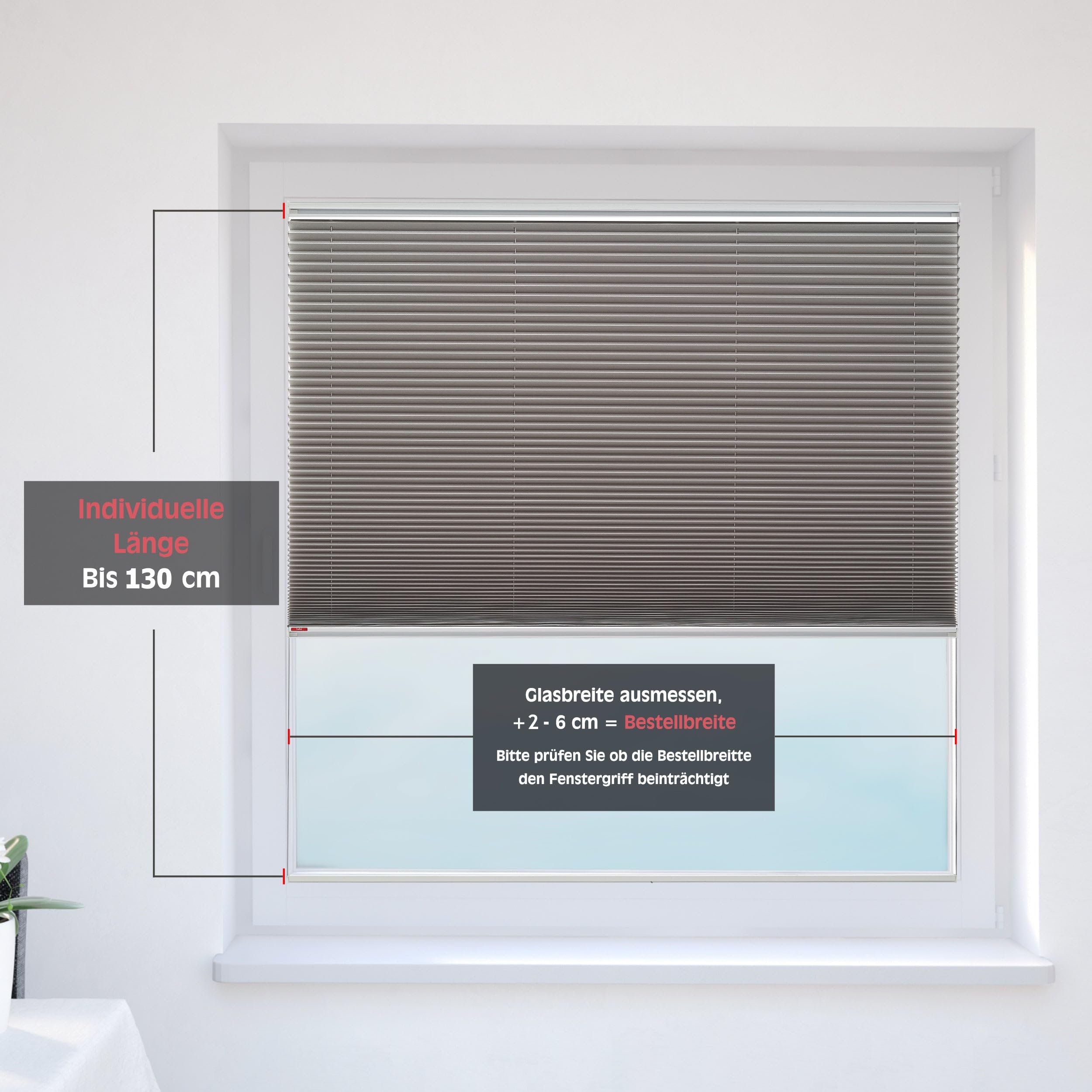 Brillant Plissee-Rollos 35x130 cm Plissee hellgrau kleben