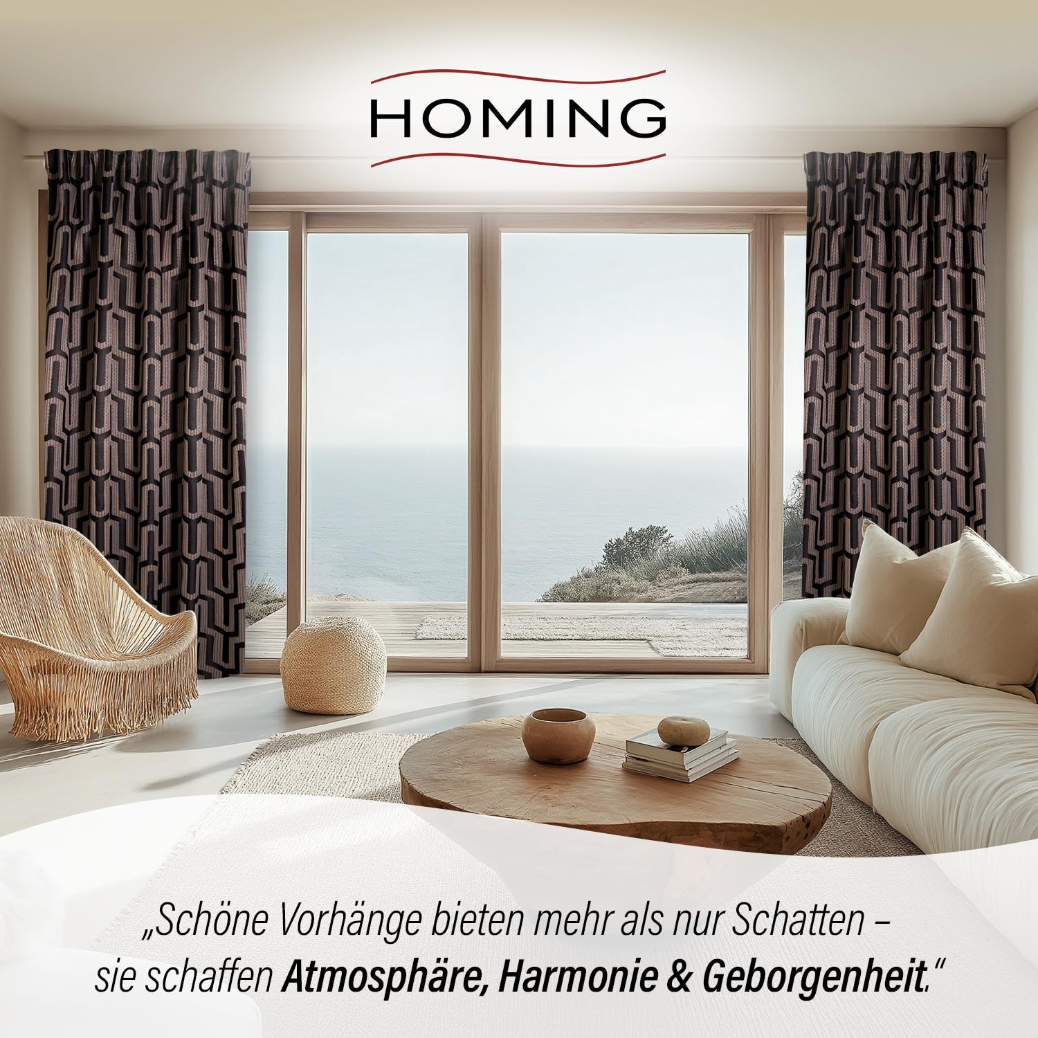 Homing Tiaro Vorhang blickdicht 140x245 schwarz-gold Muster