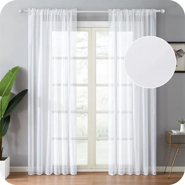 Topfinel Voile Vorhang Weiß 140x235 cm 2er Set Halbtransparent