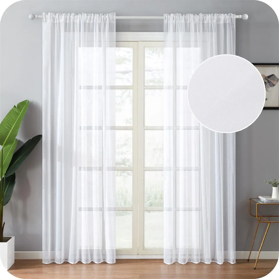 Topfinel Voile Vorhang Weiß 140x235 cm 2er Set Halbtransparent