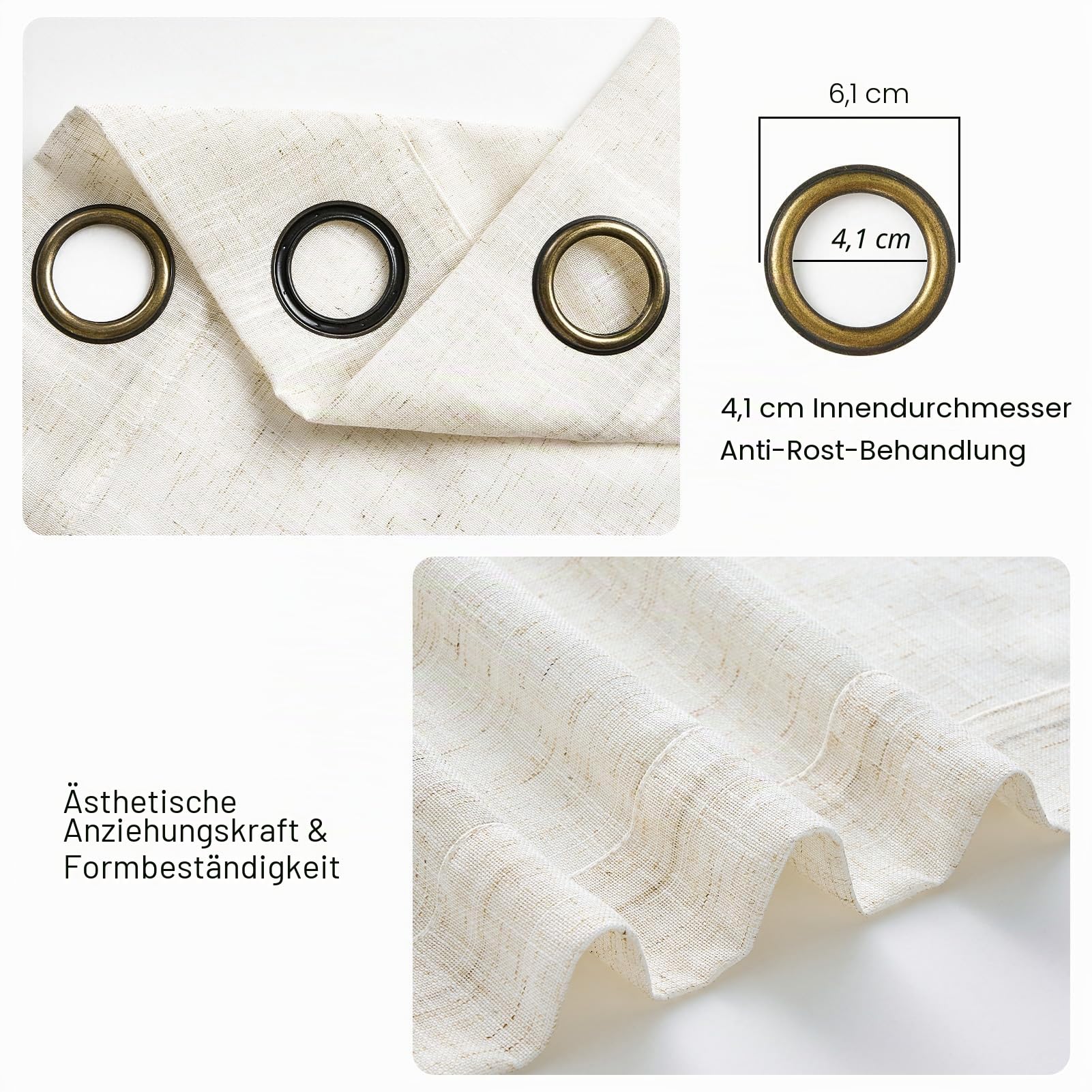 Topfinel Leinen Vorhänge 140x240 Beige 2er Set halbtransparent