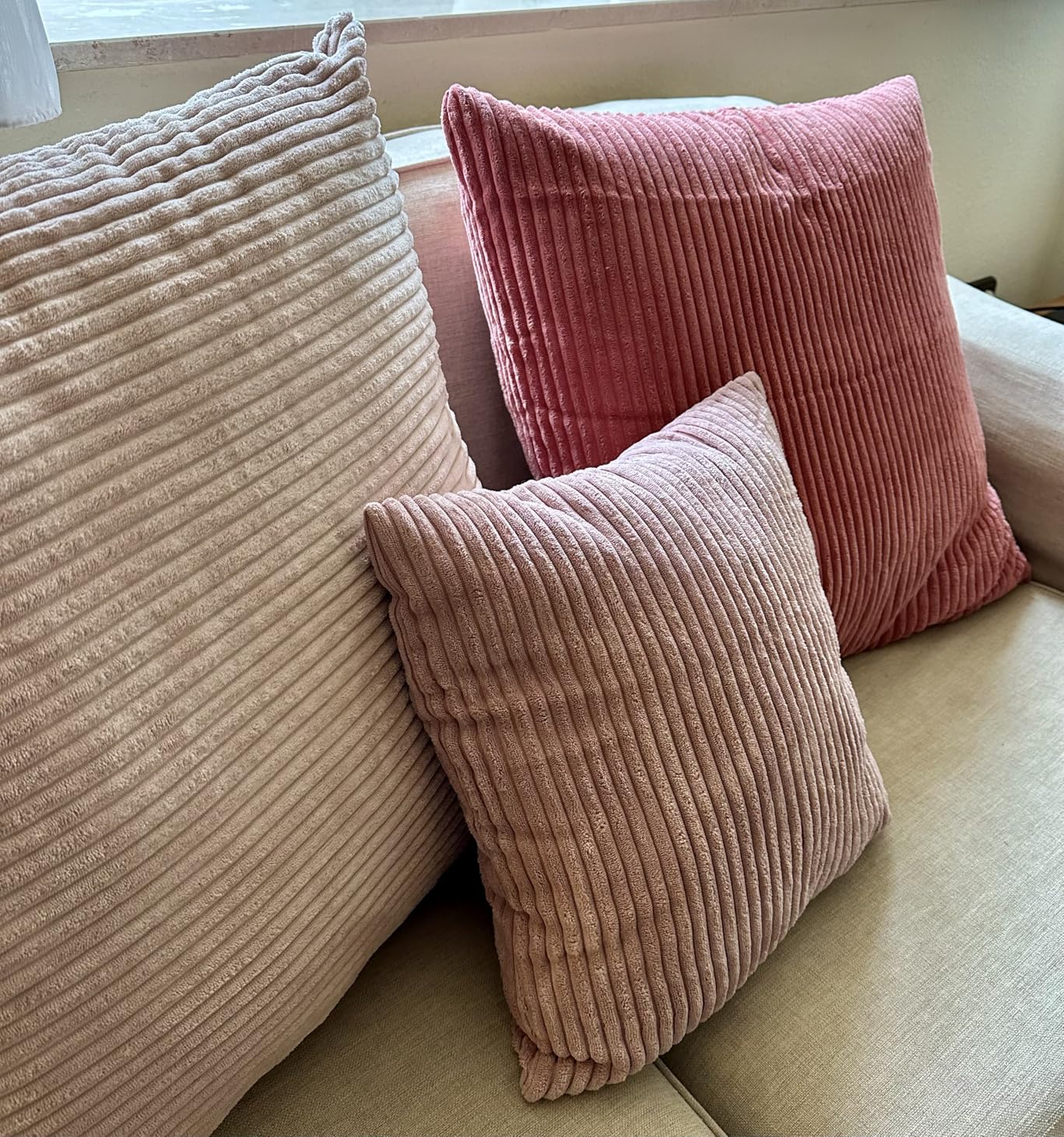 Topfinel Kissenbezüge 40x40 cm Rosa Kordsamt 4er-Set