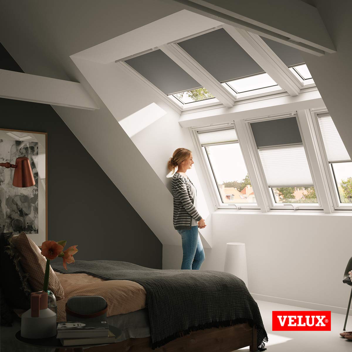 Velux Verdunkelung Plus DFD C02 Rollo Grau weiß