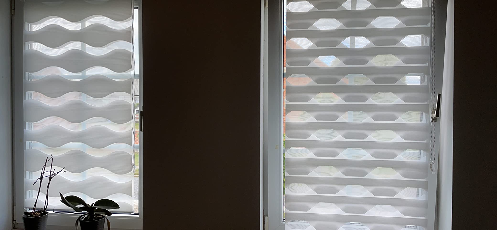 K-HOME Doppelrollos Welle Doppelrollo Weiß 40x150 cm