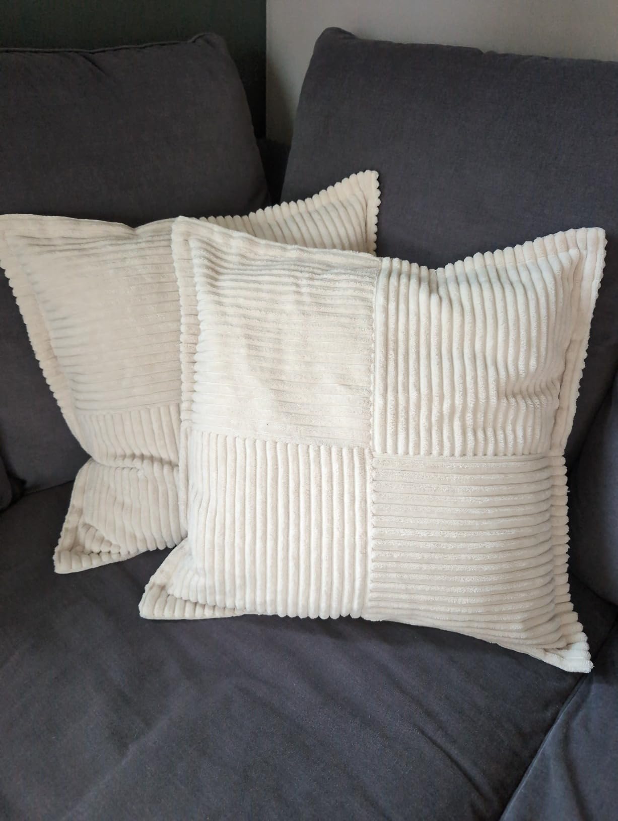Topfinel Kissenbezüge Kordsamt Beige 40x40 cm 2er Set