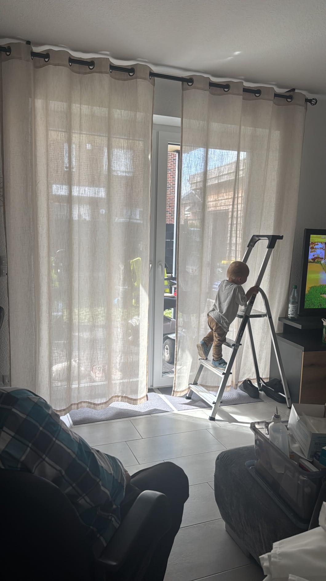Topfinel Leinen Vorhänge 140x240 Beige 2er Set halbtransparent