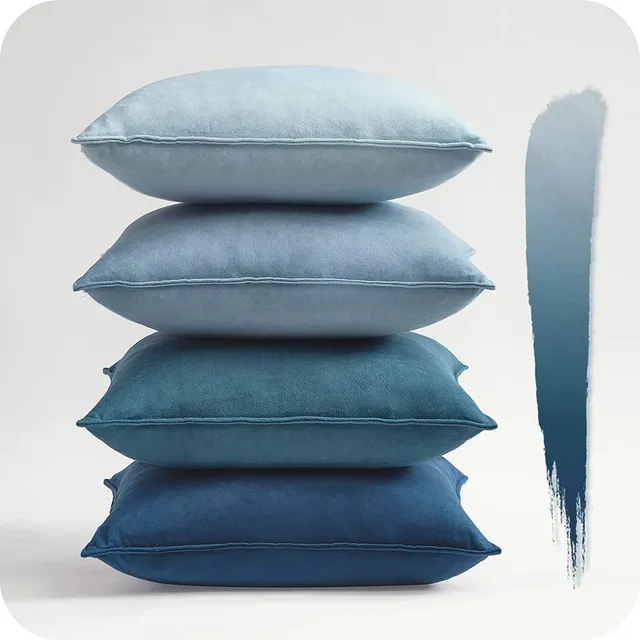 Topfinel Kissenbezüge 50x50 cm Blau Samt 4er-Set Verlauf