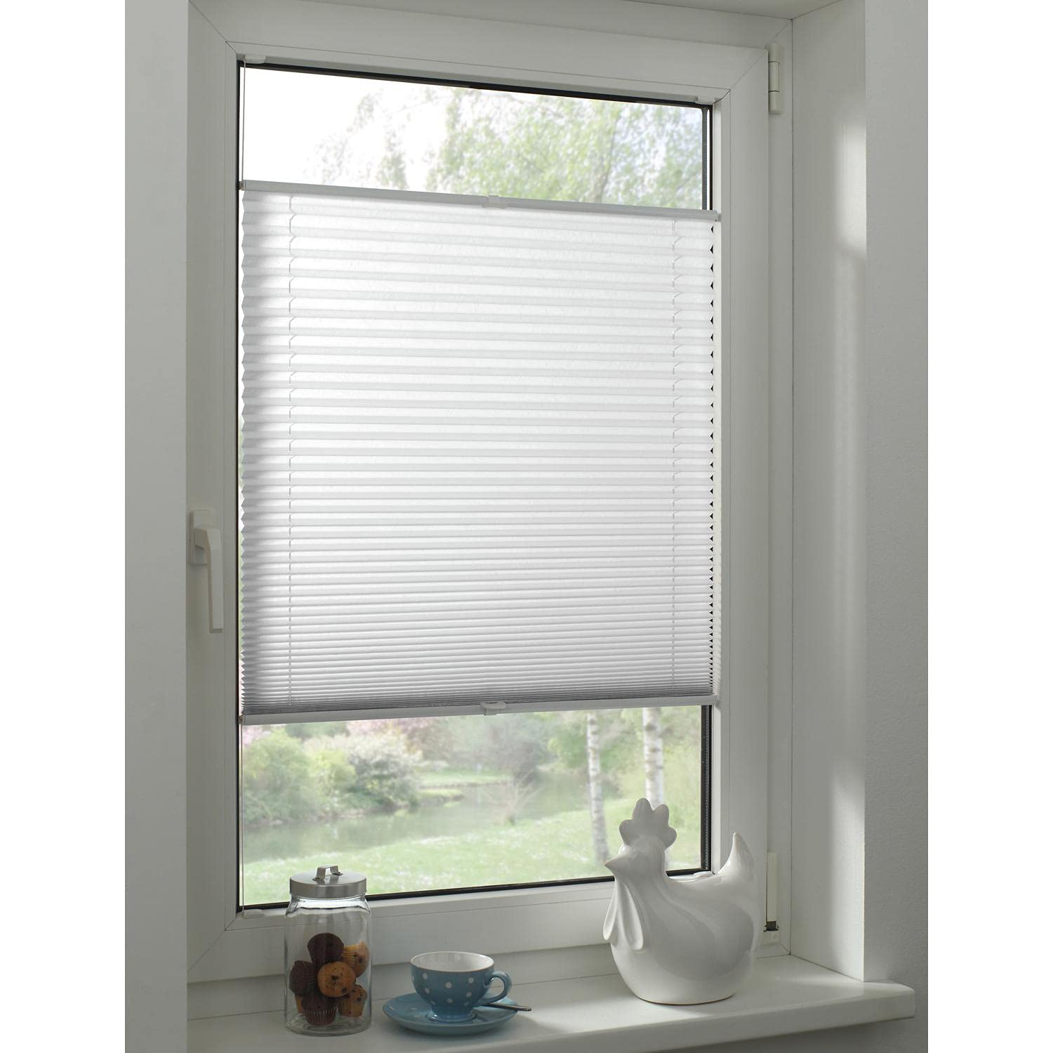 GARDINIA Plissee Concept Faltrollo Weiß 40x130 cm blickdicht