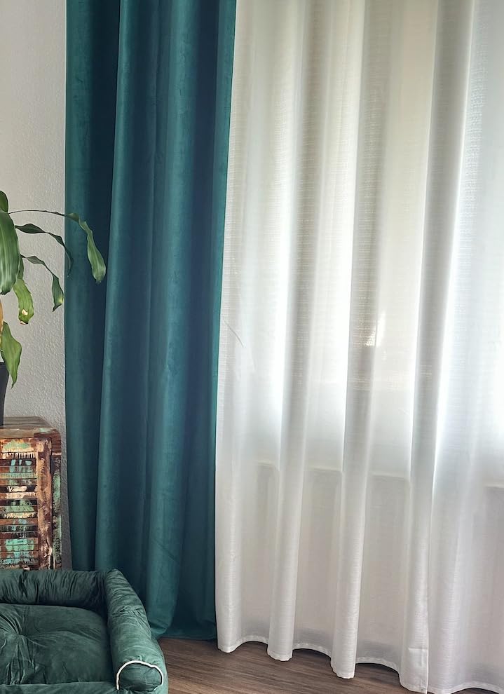 Topfinel Voile Vorhang Weiß 245x140 cm 2er Set Ösen