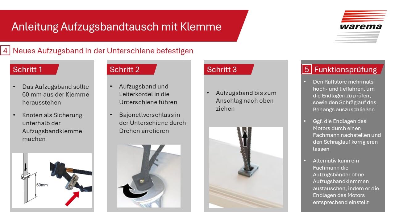 Warema Terrea Aufzugsbandklemmen Metall 10 Stück Jalousie