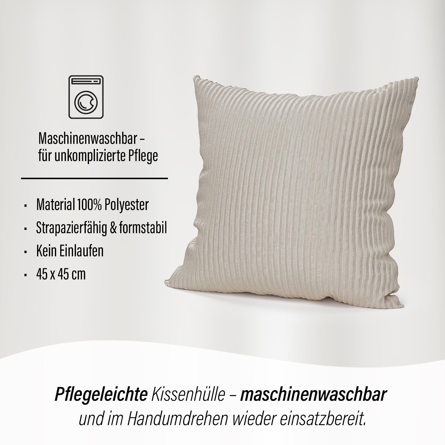Homing Sven Cord Kissenhülle 45x45 cm Beige