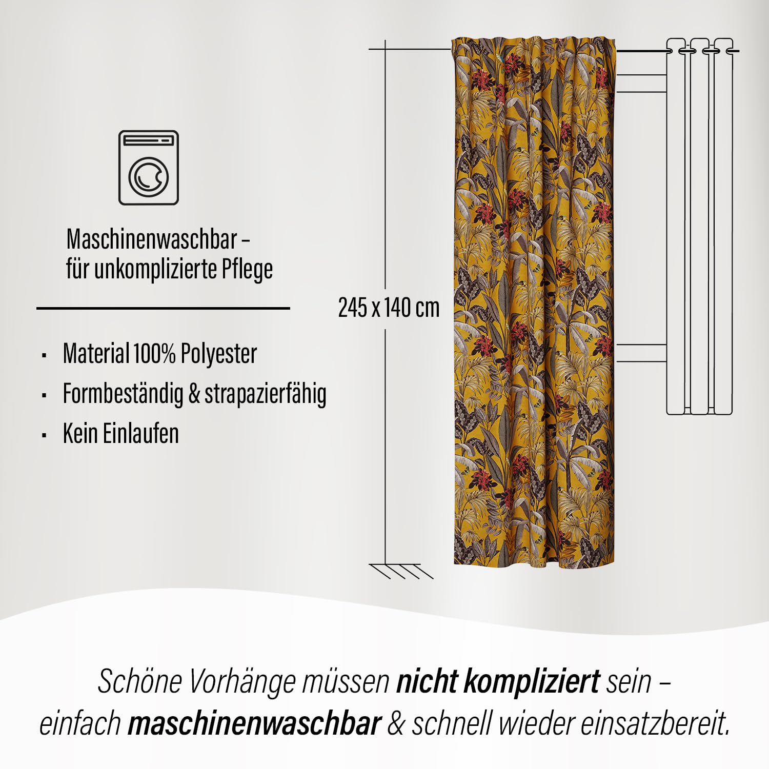 Homing Kelani Vorhang 140x245 cm Safran Blickdicht Jacquard