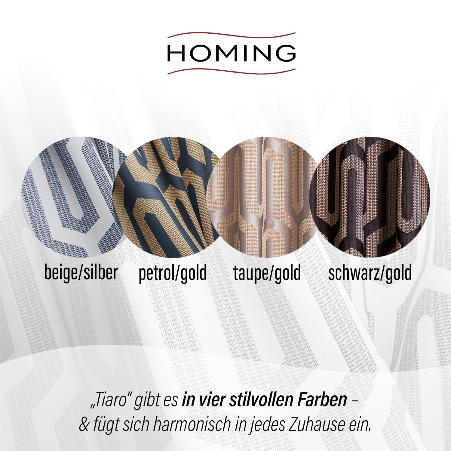 Homing Tiaro Vorhang blickdicht 140x245 schwarz-gold Muster