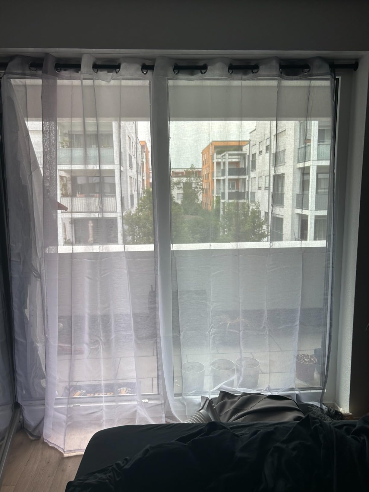 Topfinel Gardinen Ösen Grau-Weiß 140x225 cm 2er Verlauf