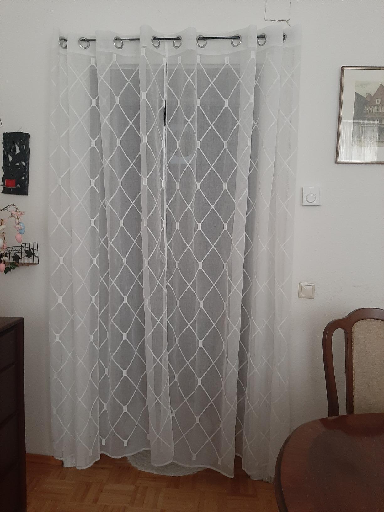 Topfinel Gardinen & Vorhänge Voile-Ösengardine Weiß 2er-Set Stickerei