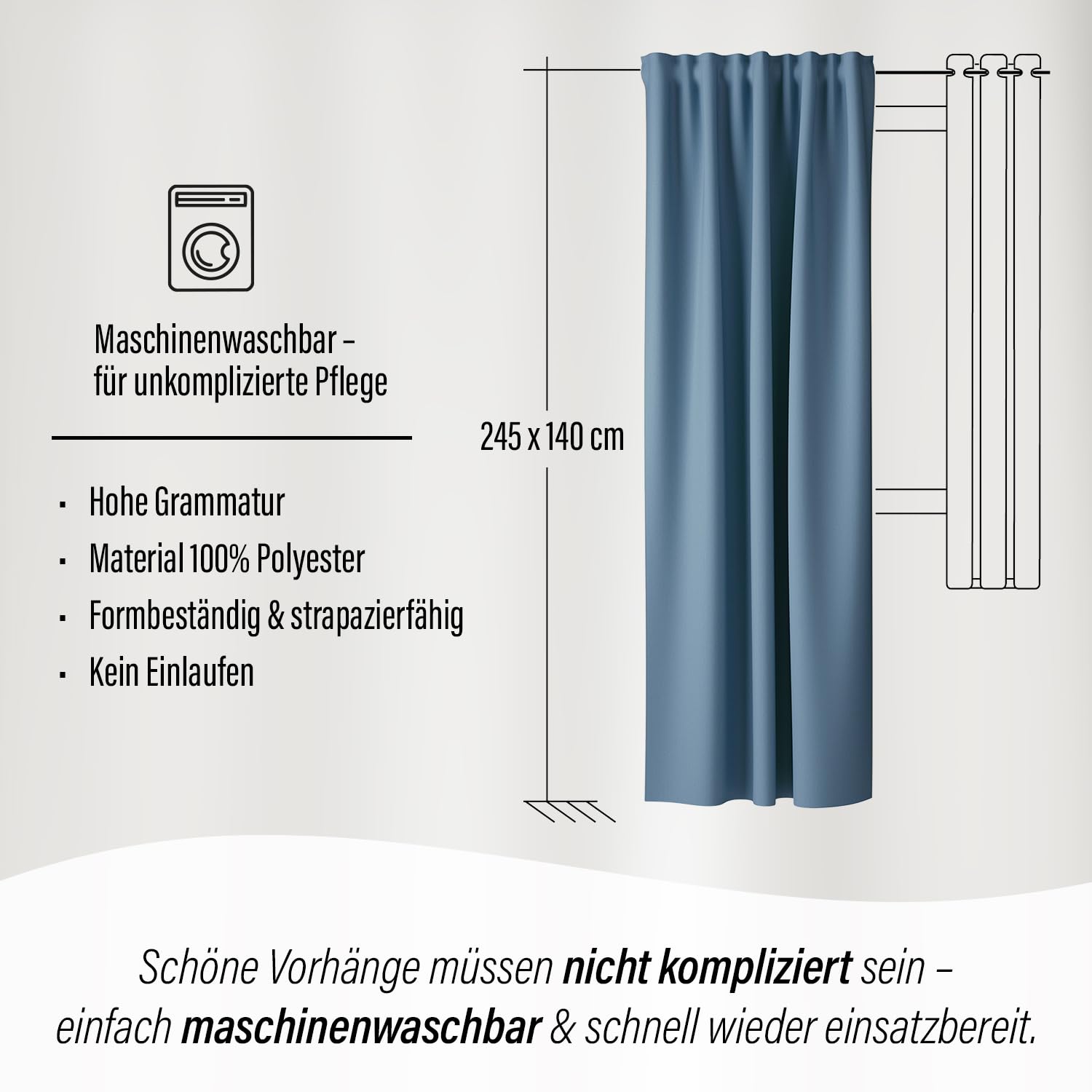 Homing Kim Verdunkelungsvorhang 140x245 cm Bleu Thermo