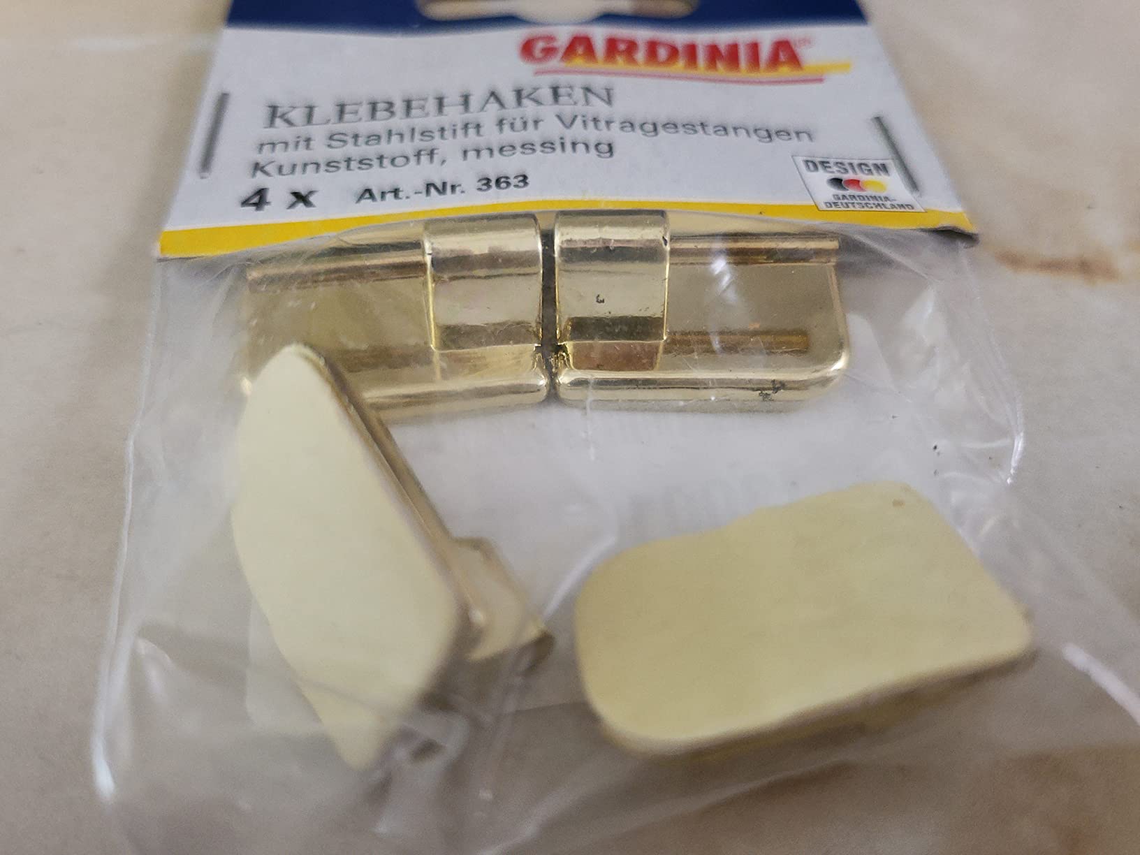 GARDINIA Chicago Klebehaken Vitragestangen 11mm weiß 4 Stk