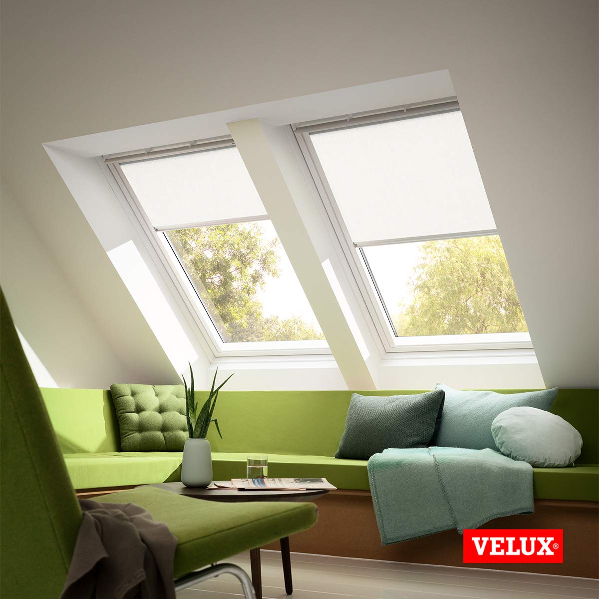VELUX Sichtschutzrollo PK06 Weiß Lichtdurchlässig