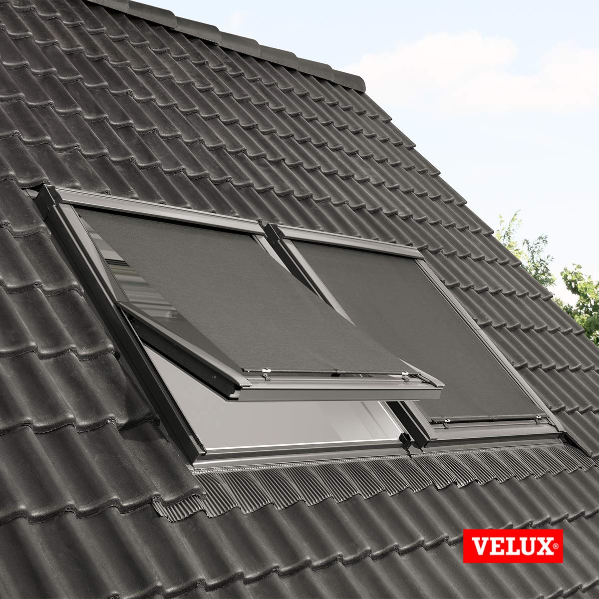 VELUX Hitzeschutz-Markise B37xH98 Schwarz MHL manuell