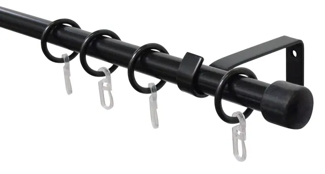 Gardinia Industrial Home Gardinenstange Cap Schwarz 130-240 cm