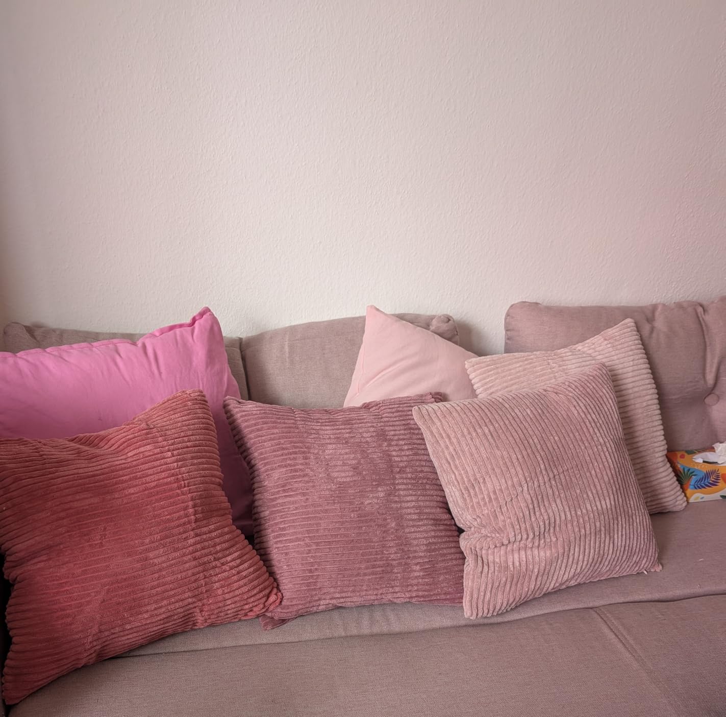 Topfinel Kissenbezüge 40x40 cm Rosa Kordsamt 4er-Set