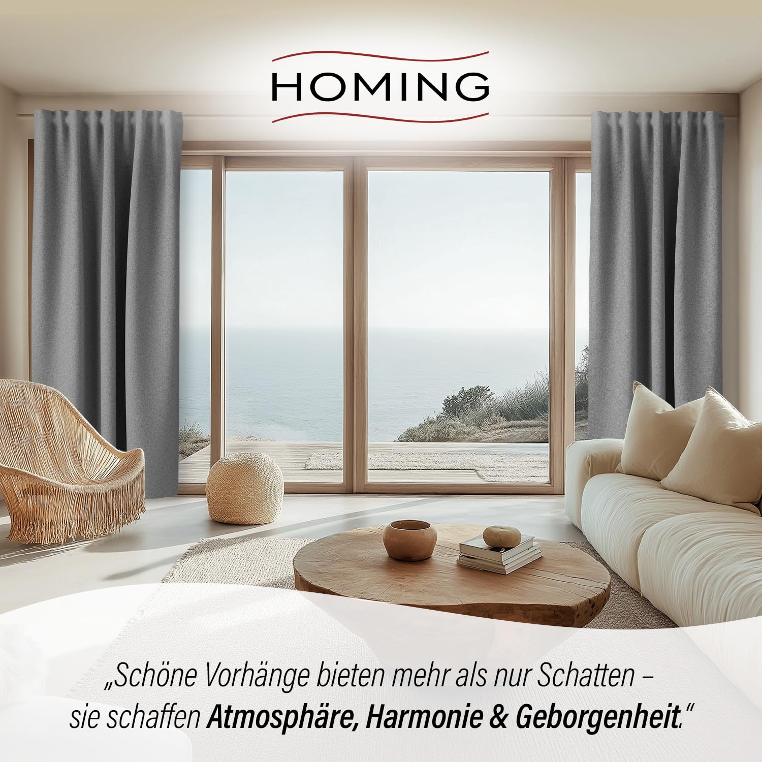 Homing Vorhang Nox Verdunkelungsvorhang Grau 135x270 blickdicht