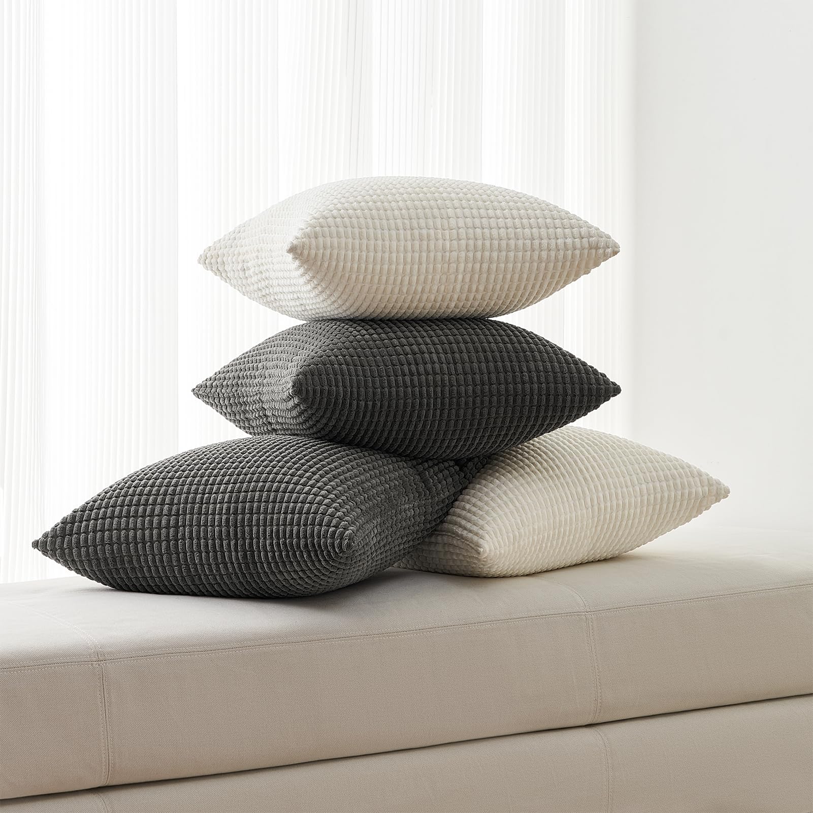 Topfinel Kissenbezüge Creme 40x40 cm 2er Set Kord