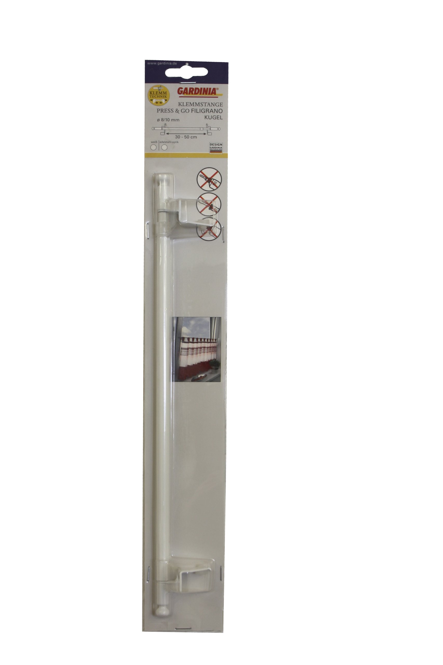 GARDINIA Chicago Klemmstange 80-110 cm Weiß Kugel
