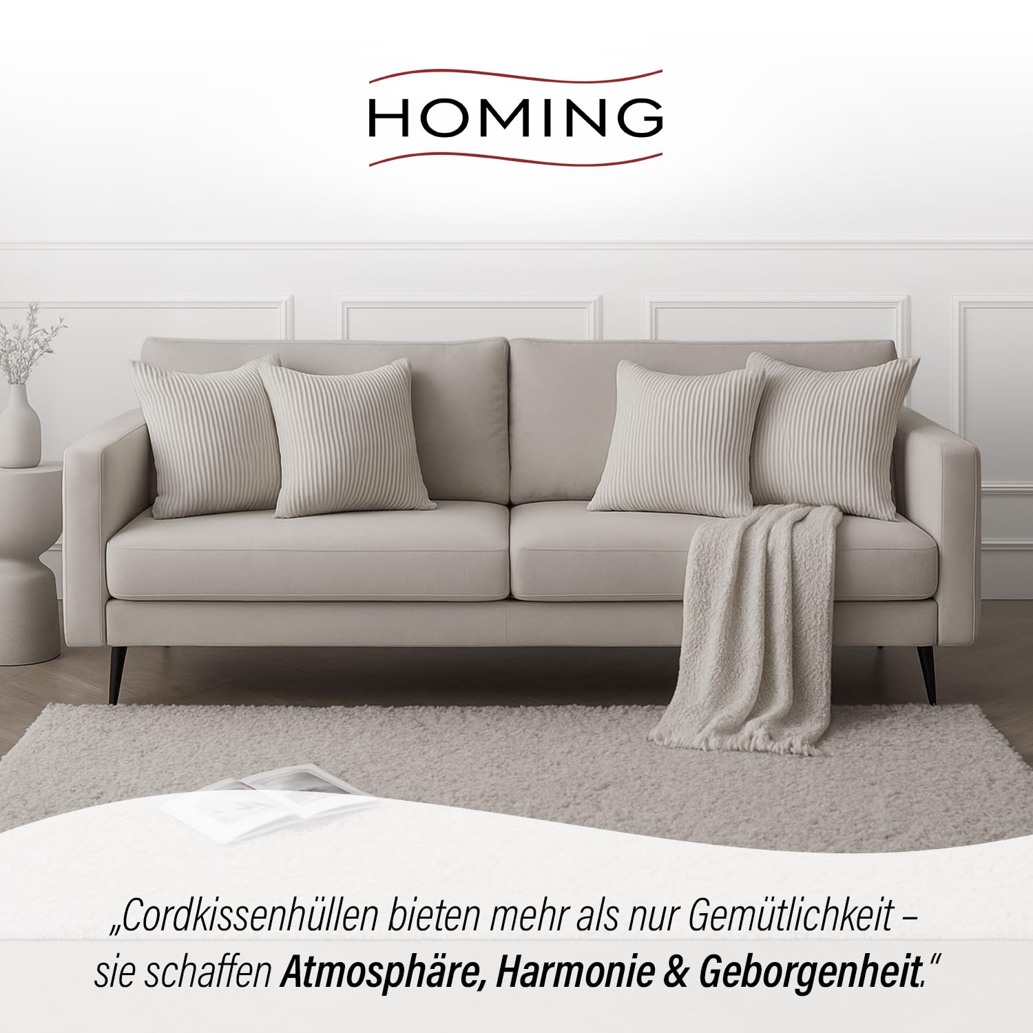 Homing Sven Cord Kissenhülle 45x45 cm Beige