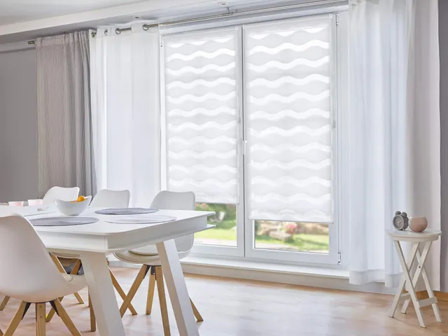 K-HOME Doppelrollos Welle Doppelrollo Weiß 40x150 cm