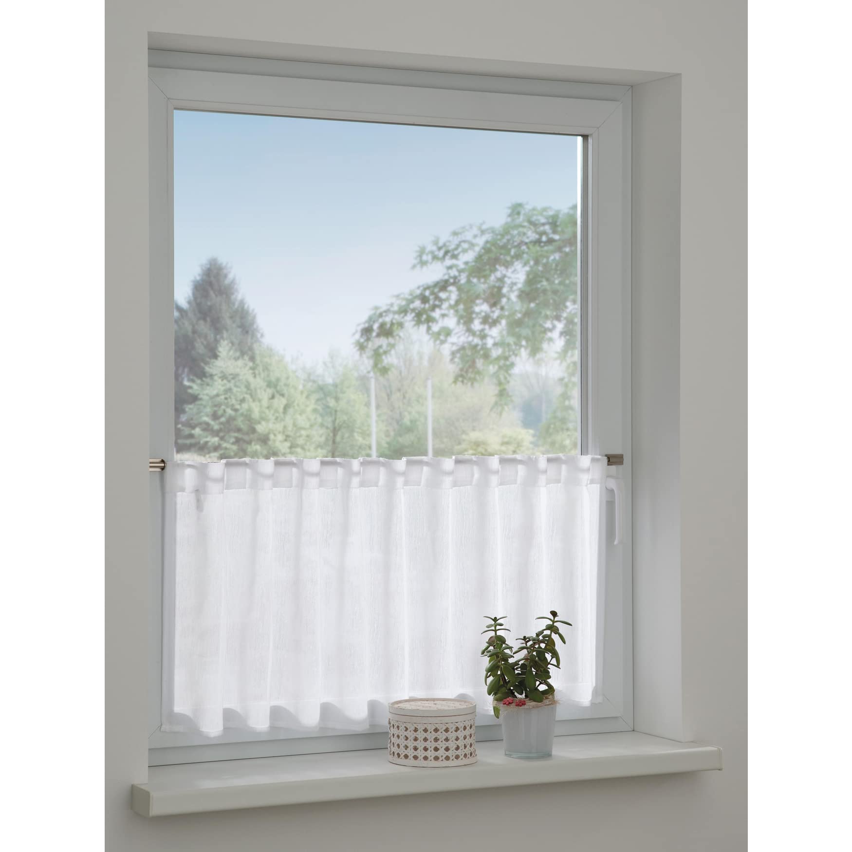 GARDINIA Country Bistrogardine 140x45 cm Weiß transparent
