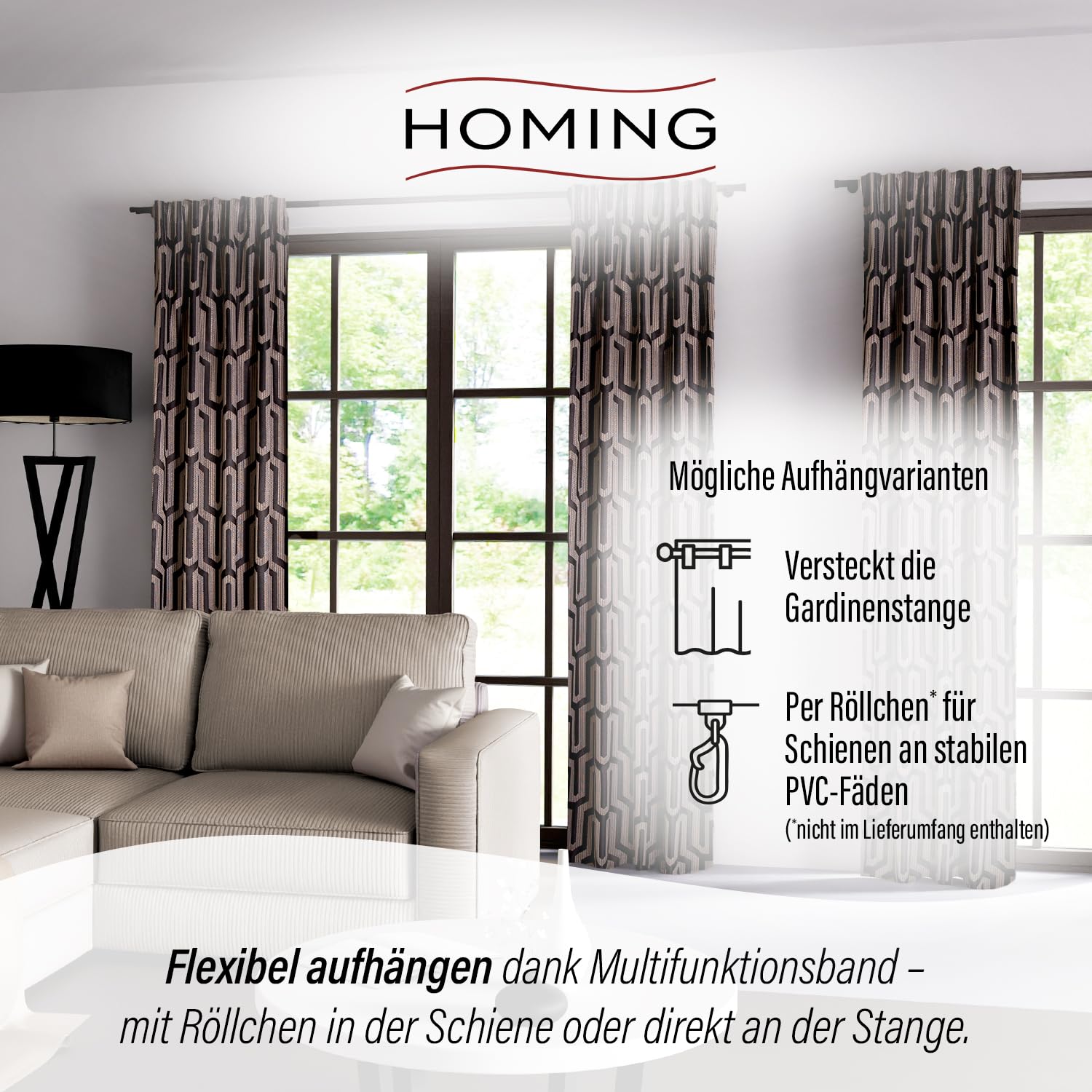 Homing Tiaro Vorhang blickdicht 140x245 schwarz-gold Muster