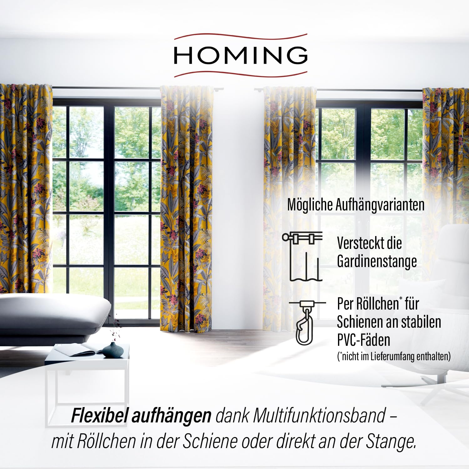 Homing Kelani Vorhang 140x245 cm Safran Blickdicht Jacquard
