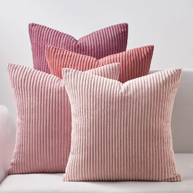 Topfinel Kissenbezüge 40x40 cm Rosa Kordsamt 4er-Set