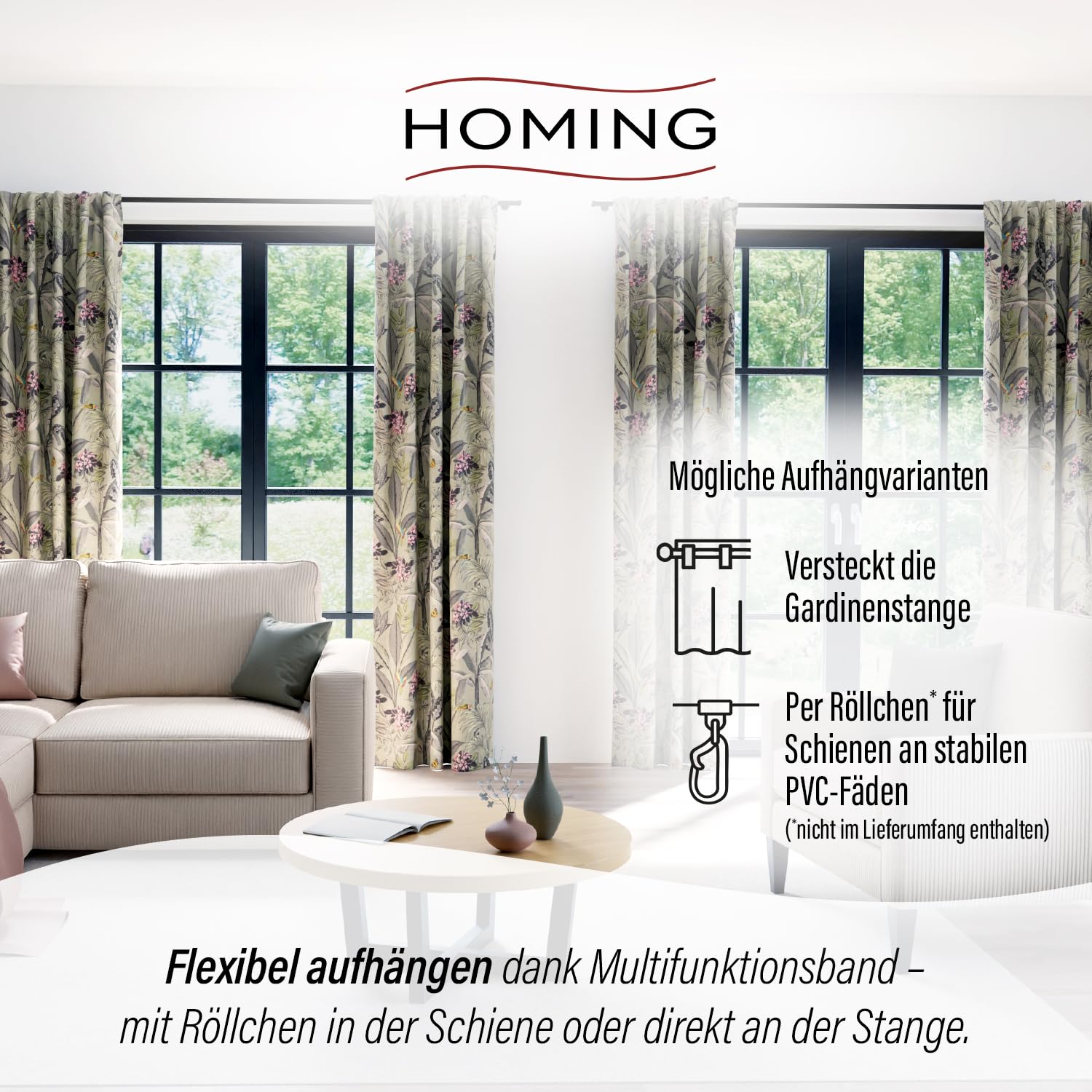 Homing Vorhang Dschungel Grün 140x245 cm blickdicht