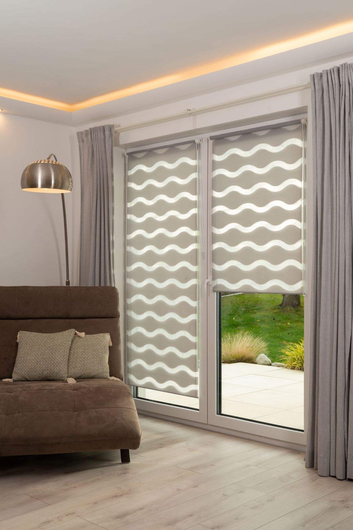 K-HOME Doppelrollos Welle Doppelrollo Weiß 40x150 cm