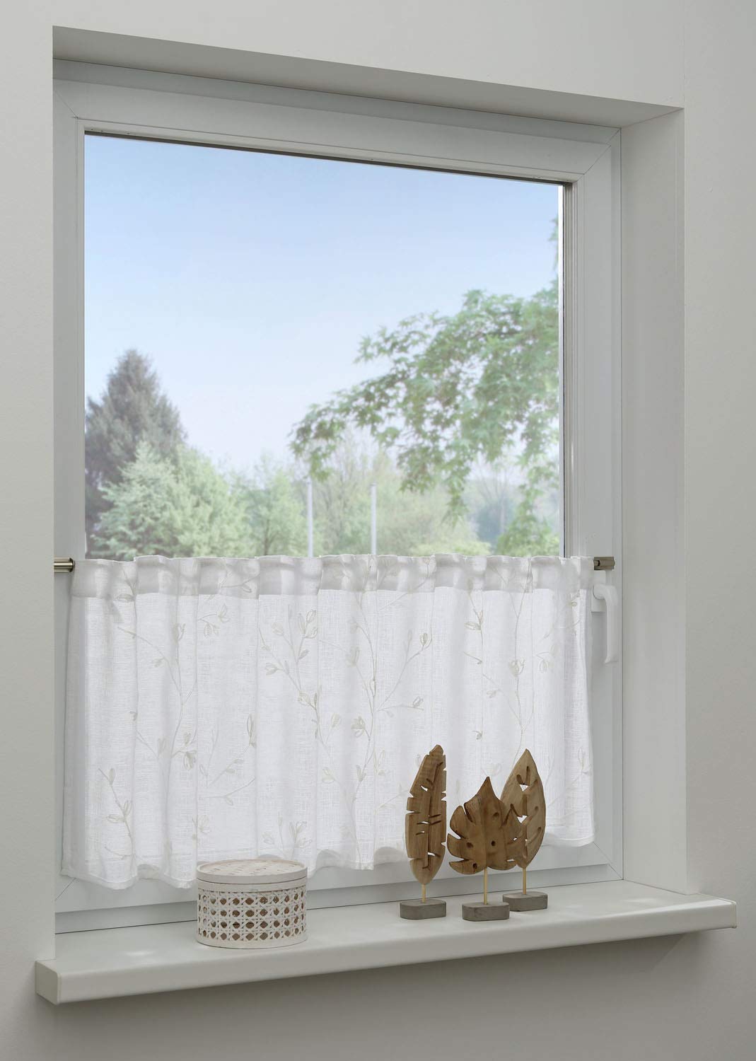 Gardinia Country Bistro-Gardine Natur 140 x 45 cm Stickerei
