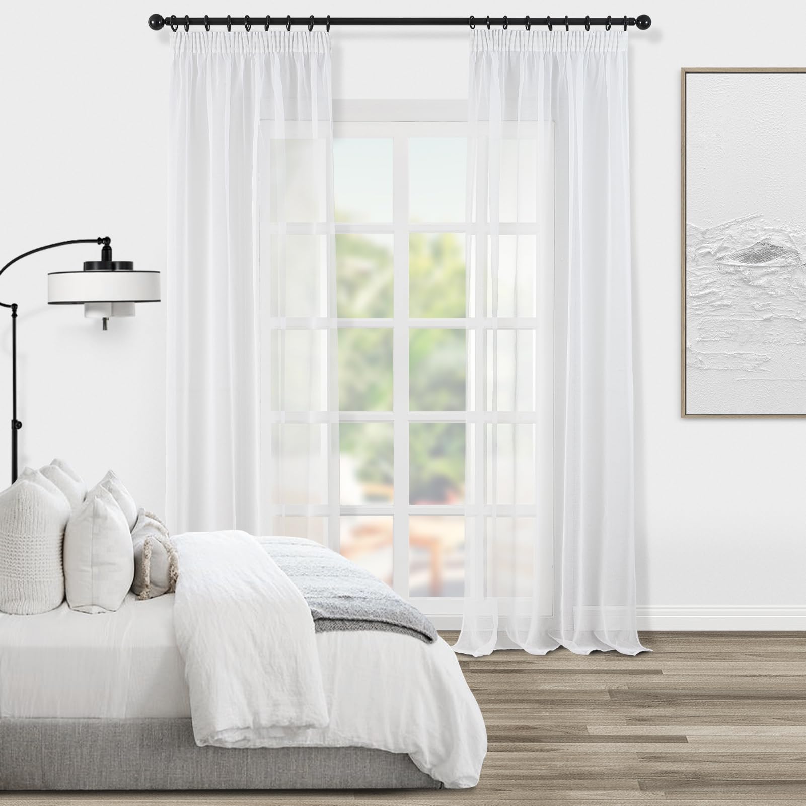 Topfinel Gardinen Vorhänge Voile Weiß 140x245 cm 2er Set