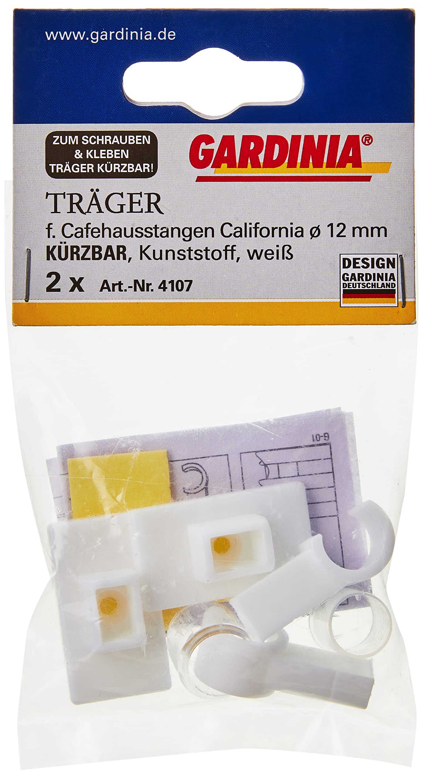 GARDINIA Chicago Träger California 12mm Weiß 2 Stück