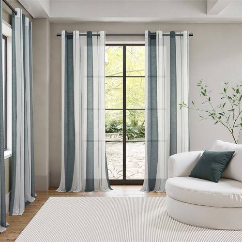 Topfinel Gardinen Vorhänge Ösen Grün 140x240 cm 2er Set