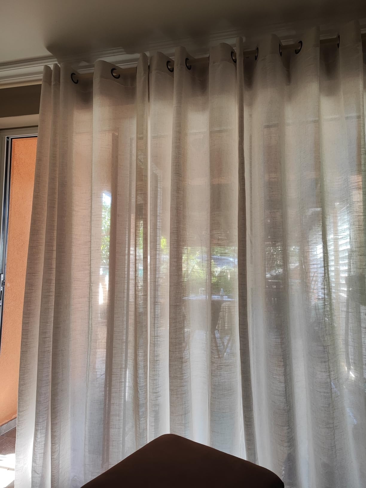 Topfinel Leinen Vorhänge 140x240 Beige 2er Set halbtransparent
